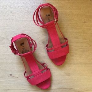 H&M red faux suede sandals